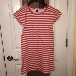 PINK AND WHITE STRIPED T-SHIRT DRESS